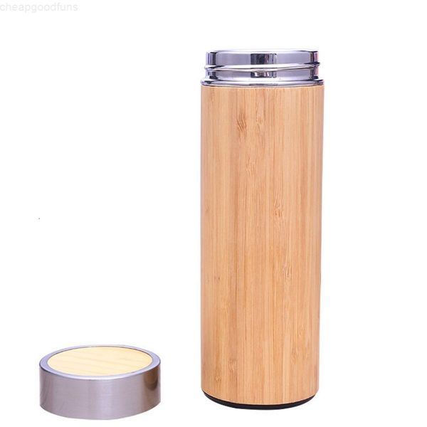 stainless steel bamboo shell water tea infuser thermos travel mug bottle insulated cup